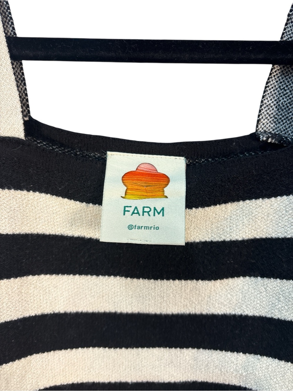Farm Rio Black & White Striped Knit Crop Top Medium MSRP $165 - Picture 3 of 4